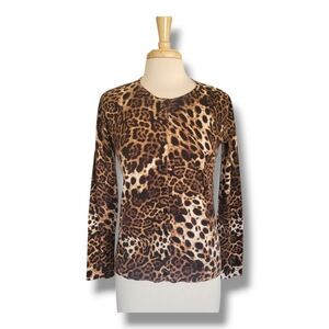 August Silk Leopard Print Long Sleeve Button Up Cardigan. Size M